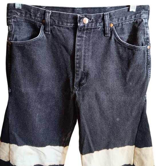 1OF1 32x31 Vintage Wrangler Striped Cowboy Jeans Rodeo Clown Black Denim USA - Picture 4 of 7